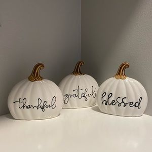 Thankful, blessed, grateful, pumpkin decorations